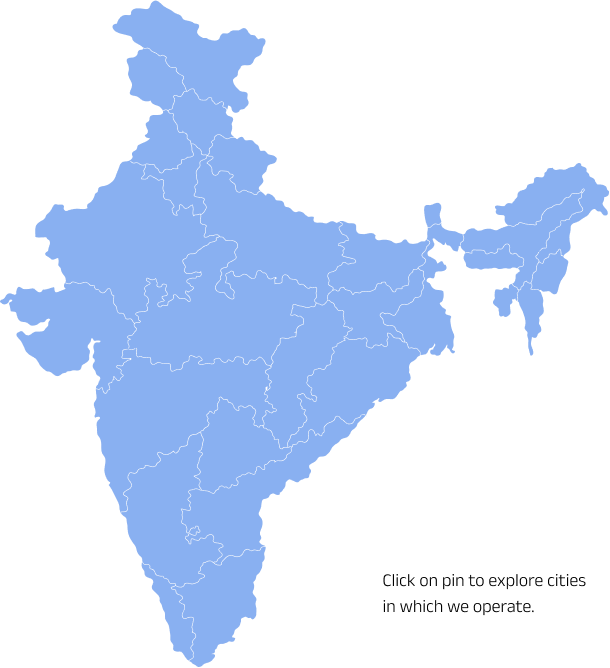 Map of India with marked locations